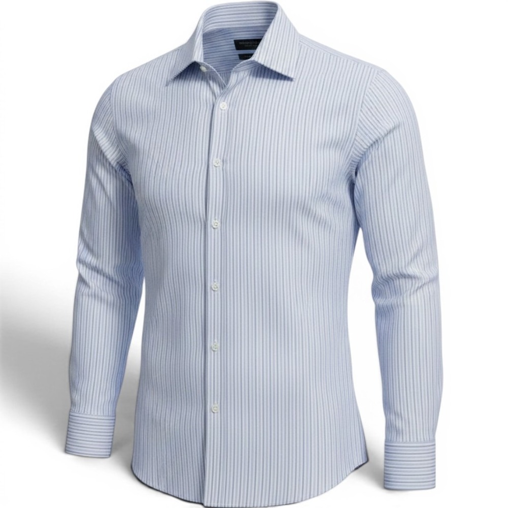 The Mens Store Bloomingdale's Dress Shirt Mens 16.5 32/33 Blue Striped Cotton